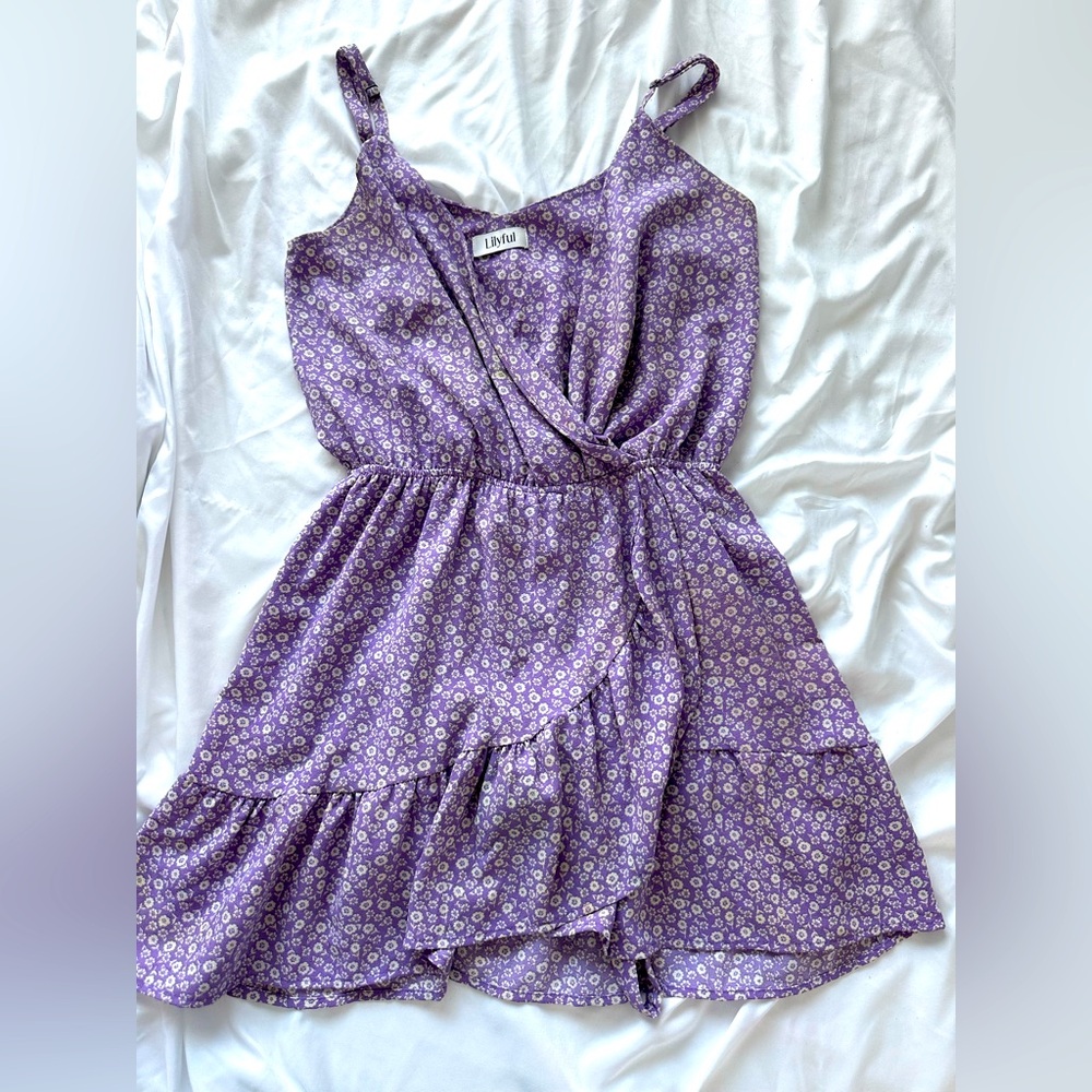 Purple Floral Wrap Dress